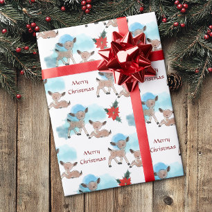 Aardige baby herten Kerstmis Cadeaupapier