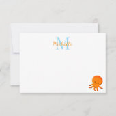 Aardige Baby Octopus Aangepaste Monogram Notitiekaartje (Voorkant)