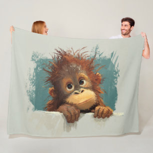 Aardige baby orang-oetan die staart fleece deken