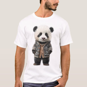 Aardige baby panda in een gezellig met de hand geb t-shirt