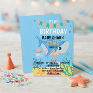 Aardige Baby Shark Verjaardagsfeest Uitnodiging
