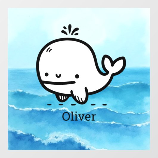 Aardige baby walvis - Kawaii-lijn kunst van zeedie Raamsticker (Vel)