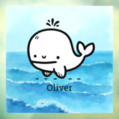 Aardige baby walvis - Kawaii-lijn kunst van zeedie Raamsticker (Vel 3)