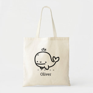 Aardige baby walvis - Kawaii-zeedier Lijntekening Tote Bag