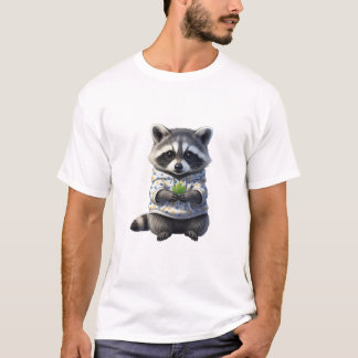 Aardige baby wasbeer in hoodie met sterrenpatroon t-shirt