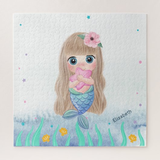 Aardige baby zeemeermin,Zee Legpuzzel (Verticaal)