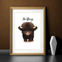 Aardige babybuffel muur kunstprint voor de kinderk