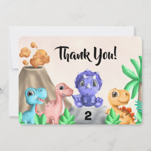 Aardige Babydinosaurussen Verjaardag Bedankkaart Kaart
