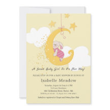 Aardige babymeisjeskonijn Sterren Maan Baby Shower