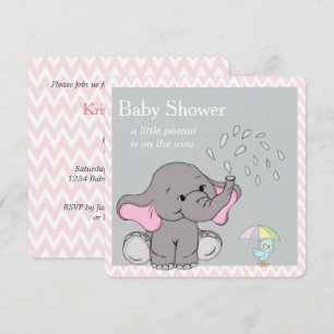 Aardige babyolifant babyshower uitnodiging
