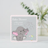 Aardige babyolifant babyshower uitnodiging (Staand voorkant)