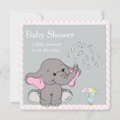 Aardige babyolifant babyshower uitnodiging (Voorkant)