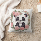 Aardige Babypanda Beer met Bloemen Kussen (Deken)