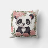Aardige Babypanda Beer met Bloemen Kussen (Achterkant)