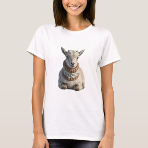 Aardige babyschapen met gebreide sjaal t-shirt