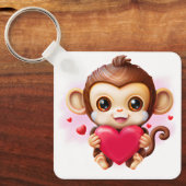 Aardige babysimiaang met een rood hart sleutelhanger (Voorkant)
