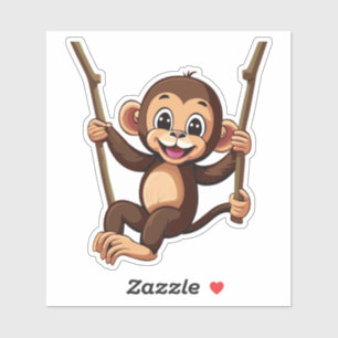 Aardige babyspeelaap die op een schommel schommelt sticker