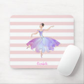 Aardige Ballerina Roze Witte Strepen Muismat (Met muis)
