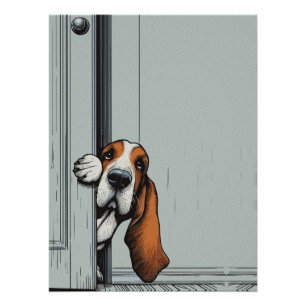 Aardige Basset Hound Hond Muurkunst Perfect Poster