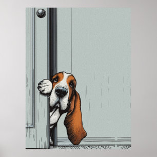 Aardige Basset Hound Hond Muurkunst Poster