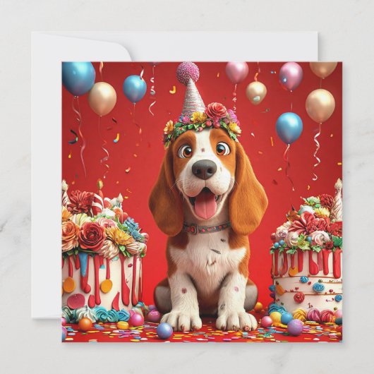 Aardige Beagle Hond Viering Verjaardag Kaart (Voorkant)