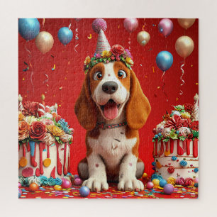 Aardige Beagle Hond Viering Verjaardag Legpuzzel