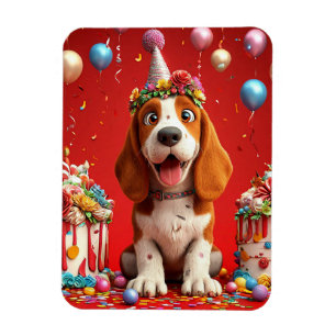 Aardige Beagle Hond Viering Verjaardag Magneet