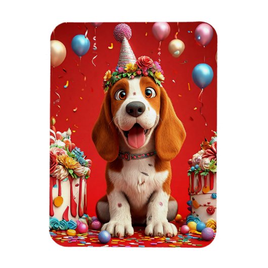 Aardige Beagle Hond Viering Verjaardag Magneet (Verticaal)