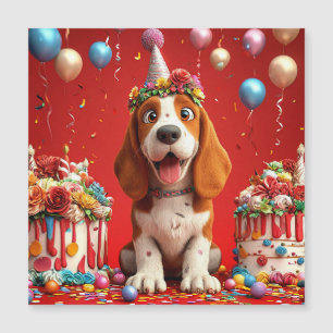 Aardige Beagle Hond Viering Verjaardag Magnetische Uitnodiging