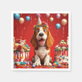 Aardige Beagle Hond Viering Verjaardag Servet