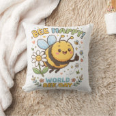 Aardige "Bee Happy!" Illustratie voor World Bee D Kussen (Deken)