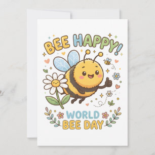 Aardige "Bee Happy!" Illustratie voor World Bee D Notitiekaartje