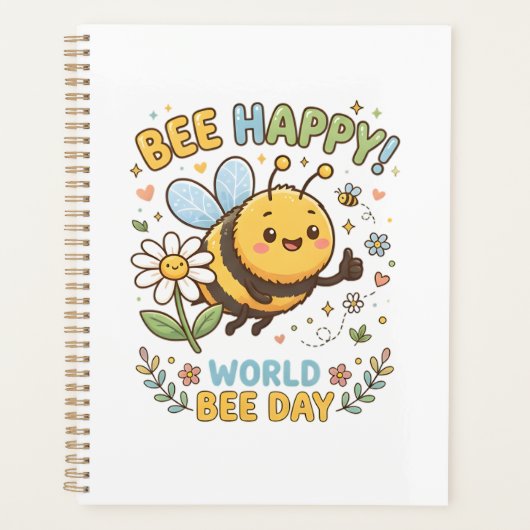 Aardige "Bee Happy!" Illustratie voor World Bee D Planner (Voorkant)