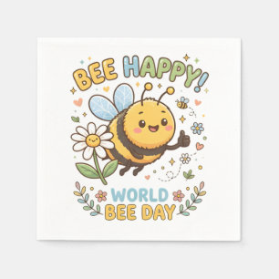 Aardige "Bee Happy!" Illustratie voor World Bee D Servet