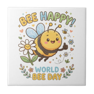 Aardige "Bee Happy!" Illustratie voor World Bee D Tegeltje