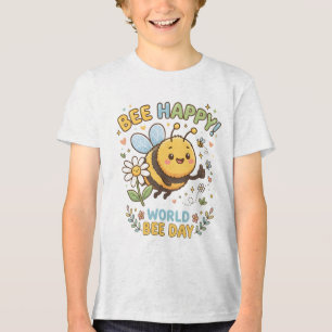 Aardige "Bee Happy!" Illustratie voor World Bee D Tri-Blend Shirt