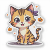 Aardige Bengaalse Kitten – Halloween Pastel Kunst Sticker (Voorkant)