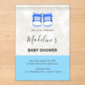 Aardige blauwe babyshower uitnodiging - Aanpasbaar (Voorkant)
