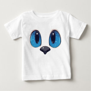 Aardige Blauwe Ogen Kat Kop Cute Kawaii Kat Ontwer