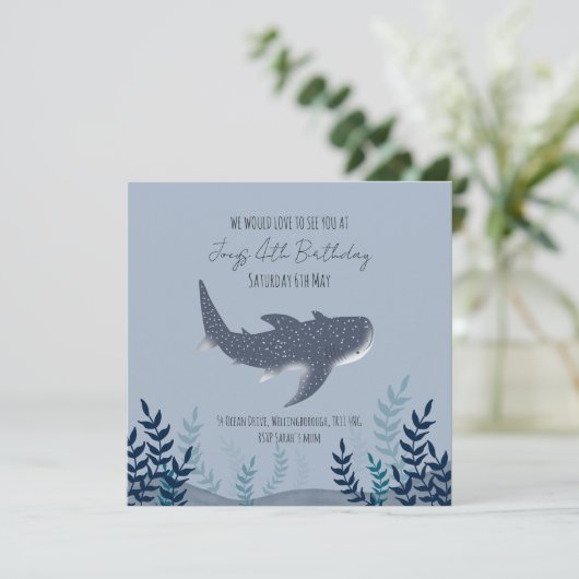 Aardige Blauwe Onder de Zee Walvishaak Naam Kaart (Staand voorkant)