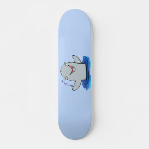 Aardige blije bruinvis cartoonillustratie persoonlijk skateboard