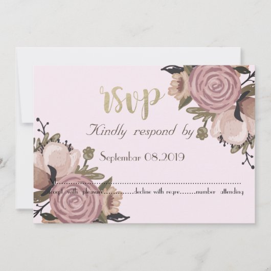 Aardige bloem, glitters RSVP Kaart (Voorkant)