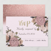 Aardige bloem, glitters RSVP Kaart (Voorkant / Achterkant)