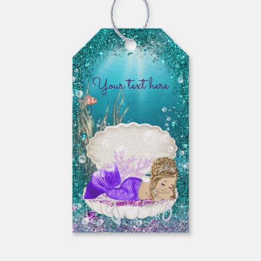 Aardige Blonde Zeemeermin Cadeautags Cadeaulabel (Voorkant)