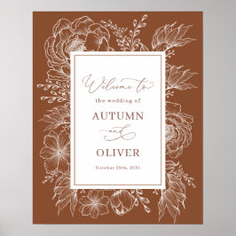 Aardige Boho Botanische Terracotta bruiloft Welkom Poster