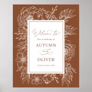 Aardige Boho Botanische Terracotta bruiloft Welkom Poster