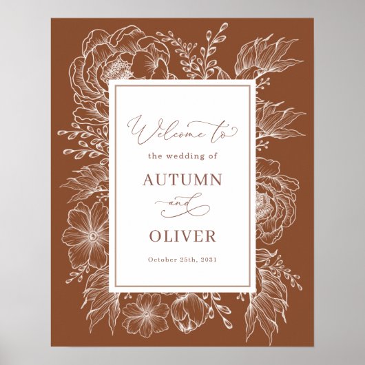 Aardige Boho Botanische Terracotta bruiloft Welkom Poster (Voorkant)