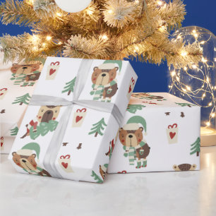 Aardige Bomen   Teddybeer Kerstmis Cadeaupapier
