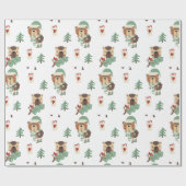 Aardige Bomen | Teddybeer Kerstmis Cadeaupapier (Vlak)