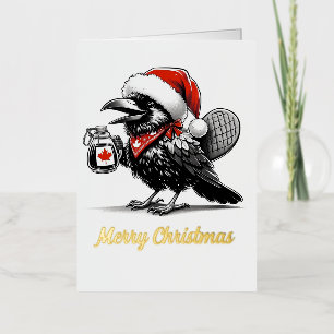 Aardige Canadese Kerst Raven Folie Wenskaart